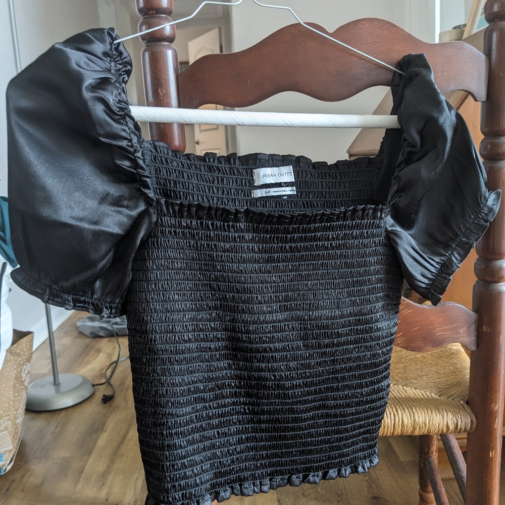 Urban Outfitters Black Smocked Blouse